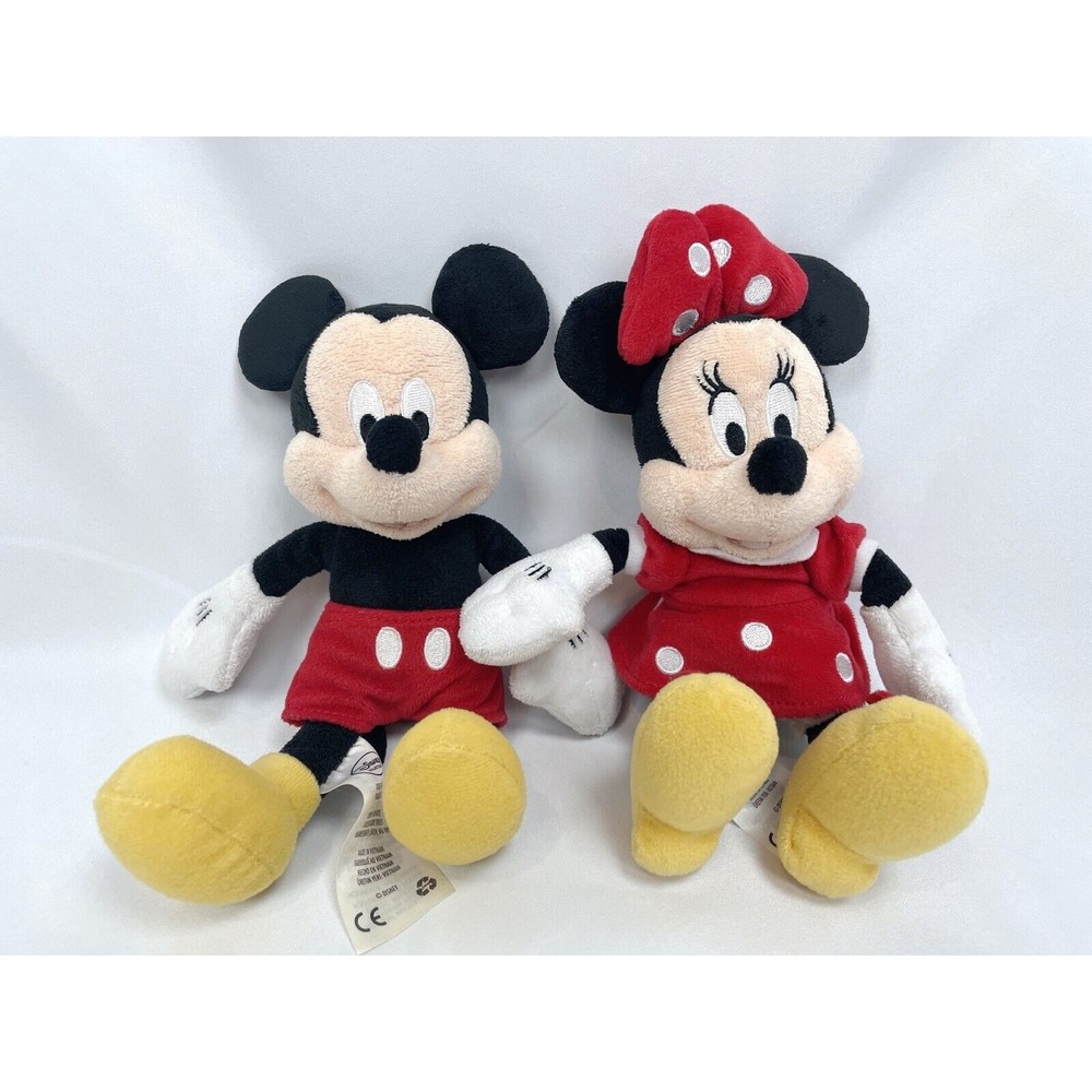 Disney‎ Collection Mickey Minnie Mouse Plush Set Red Dress Bow 9"-10” H